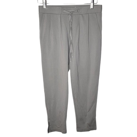 Betabrand‎ Small Petite Light Gray Drawstring Cropped Women's Stretch Pants - Picture 1 of 6